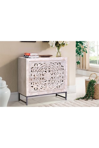 Buffet 3 tiroirs - Blanc vieilli