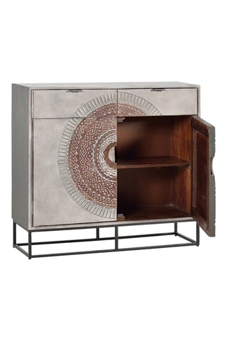 Buffet 2 portes - Gris clair et marron