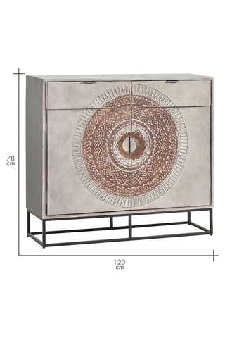 Buffet 2 portes - Gris clair et marron