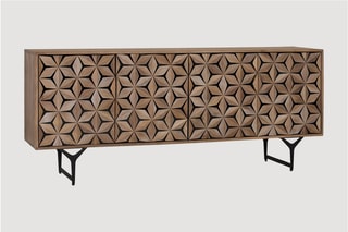 Buffet 4 portes - Naturel et noir