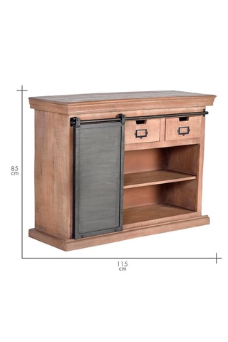 Buffet 1 porte - Naturel et noir