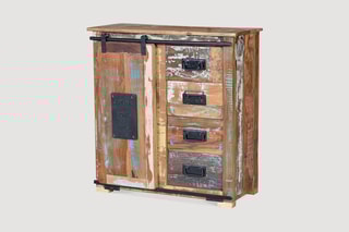 Buffet 1 porte - Naturel et noir