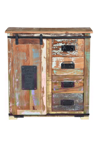 Buffet 1 porte - Naturel et noir