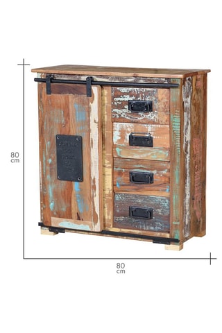 Buffet 1 porte - Naturel et noir