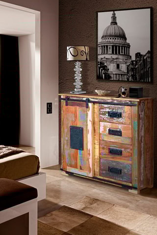 Buffet 1 porte - Naturel et noir