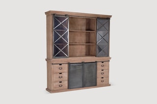 Buffet 4 portes - Naturel et gris