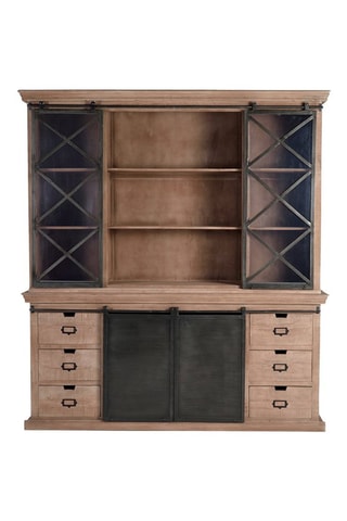 Buffet 4 portes - Naturel et gris