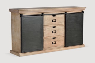 Buffet 2 portes - Naturel et noir