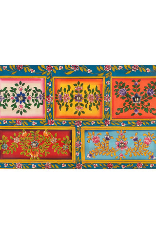 Meuble de rangement 2 portes - Naturel et multicolore