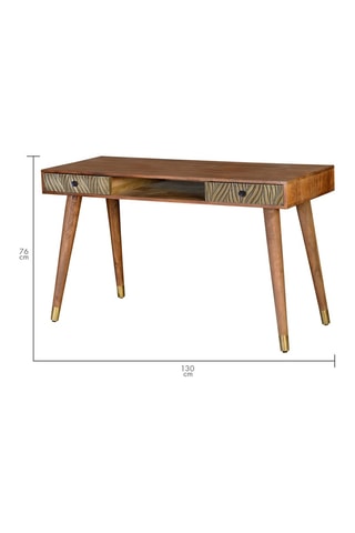 Bureau 2 tiroirs Naturel et doré