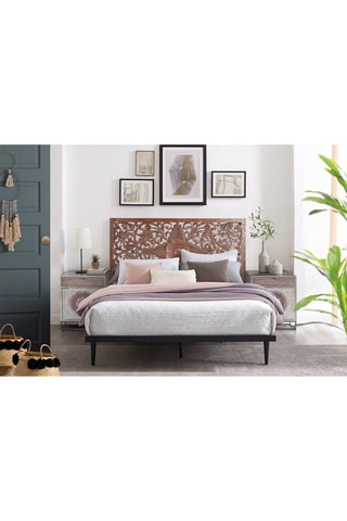 Table d'appoint 1 porte - Gris et marron