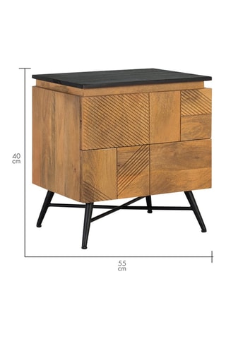 Table de chevet 2 tiroirs en bois recyclé - 50 x 55 x 40 cm