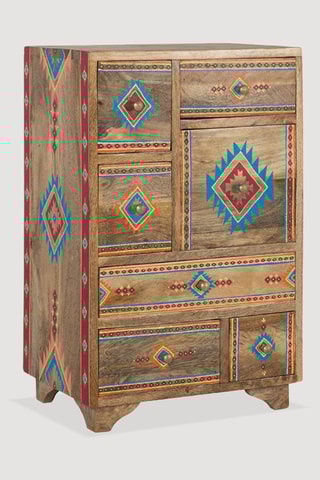 Table de chevet - Naturel et multicolore