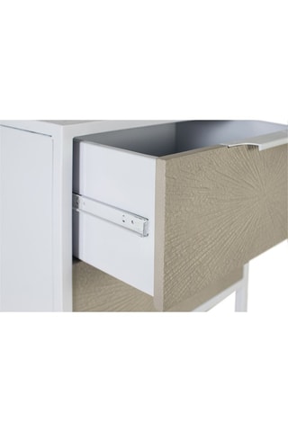 Table de chevet 2 tiroirs - Blanc et beige