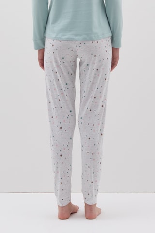 Biologisch Katoenen Pyjama gemêleerd lichtgrijs en zeegroen