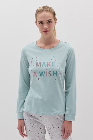 Biologisch Katoenen Pyjama gemêleerd lichtgrijs en zeegroen