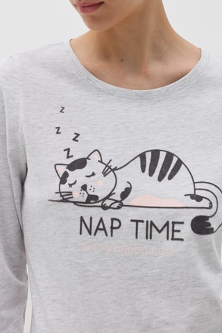 Biologisch Katoenen Pyjama Wit en Lichtgrijs