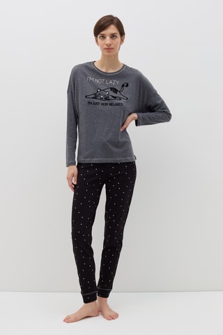 Biologisch Katoenen Pyjama Donkergrijs en Zwart