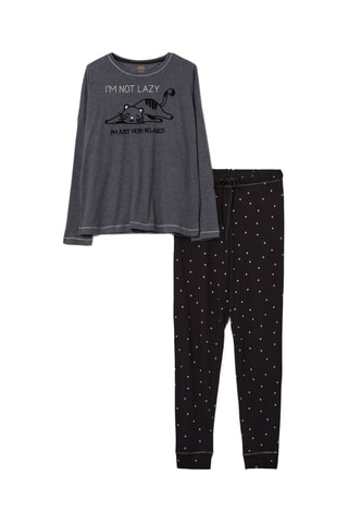 Biologisch Katoenen Pyjama Donkergrijs en Zwart