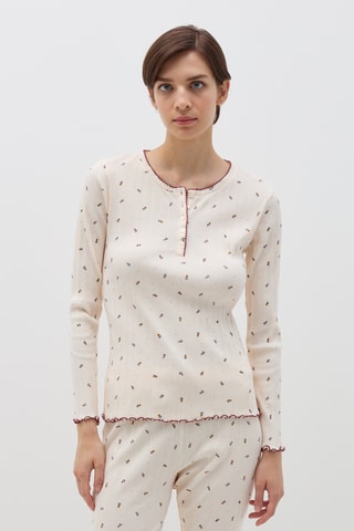 Biologisch Katoenen Pyjamashirt - Ecru