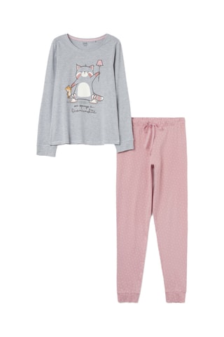 Biologisch Katoenen Pyjama Gemêleerd Grijs