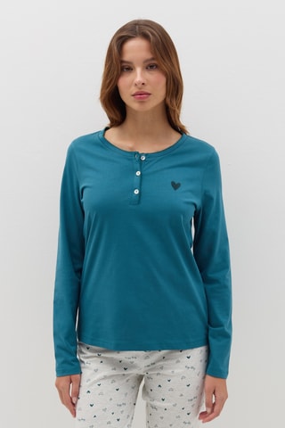 Biologisch Katoenen Pyjama Pauwblauw en Wit