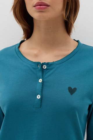 Biologisch Katoenen Pyjama Pauwblauw en Wit