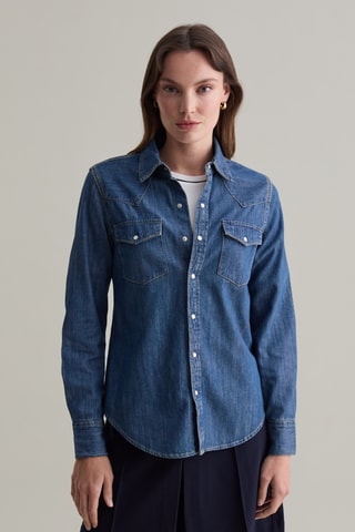 Spijkerblouse. Donkerblauw