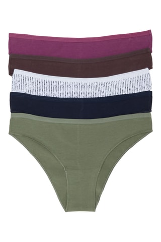 5 Biologisch Katoenen Slips - Paars en Bruin