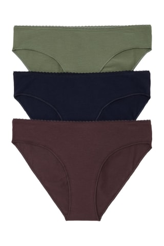 3 Biologisch Katoenen Slips - Marineblauw en Bruin