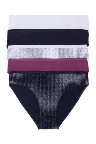 5 Biologisch Katoenen Slips - Marineblauw en Wit