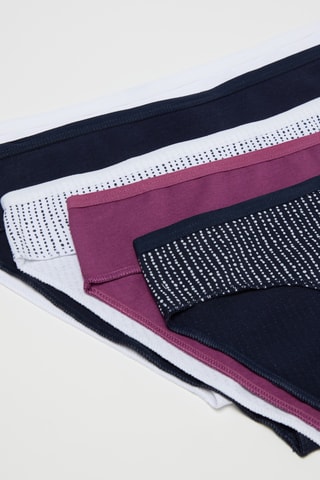 5 Biologisch Katoenen Slips - Marineblauw en Wit