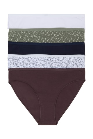 5 Biologisch Katoenen Slips - Marineblauw en Wit