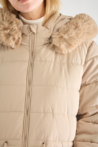 Lange Gewatteerde Jas Beige