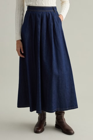 Lange Rok Hoge Taille - Donkerblauw