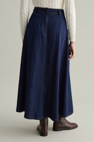 Lange Rok Hoge Taille - Donkerblauw