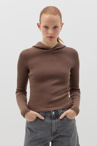 T-shirt met Capuchon - Bruin