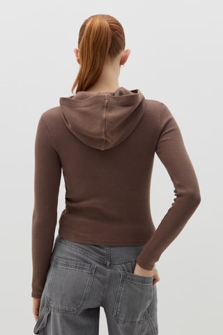 T-shirt met Capuchon - Bruin