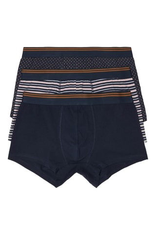 3 Biologisch Katoenen Boxers - Marineblauw