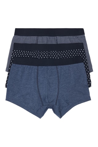 3 Biologisch Katoenen Boxers - Blauw