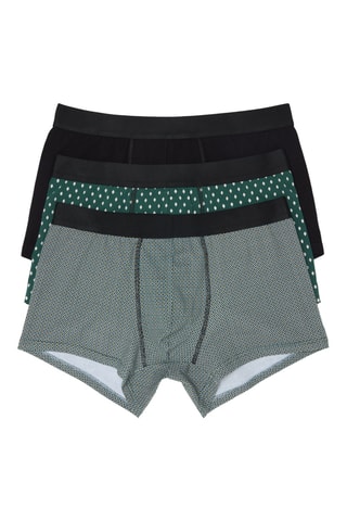 3 Biologisch Katoenen Boxers - Zwart en Donkergroen