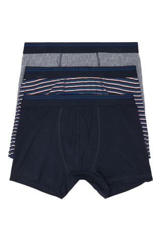 3 Biologisch Katoenen Boxers - Marineblauw en Lichtgrijs