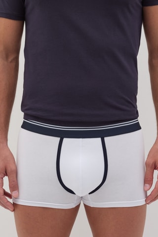 3 Biologisch Katoenen Boxers - Marineblauw en Wit