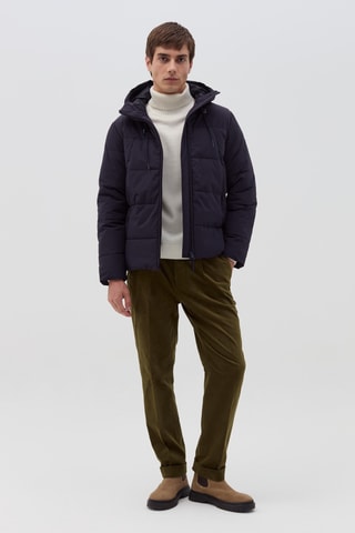 Gewatteerde jas met capuchon - Marineblauw