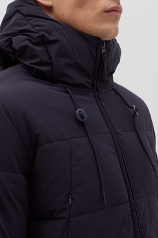 Gewatteerde jas met capuchon - Marineblauw