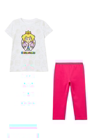 T-shirt en Broek Prinses Peach Super Mario - Wit en Roze