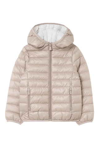 Gewatteerde jas met capuchon - Beige