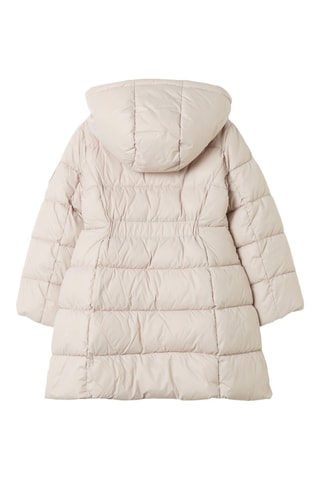 Lange gewatteerde jas met capuchon - Beige