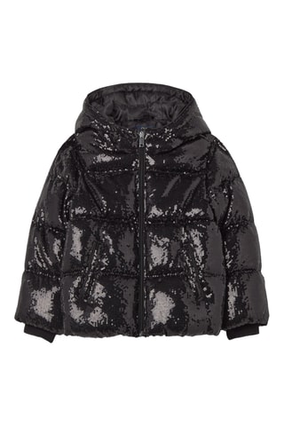 Gewatteerde jas met capuchon - Zwart