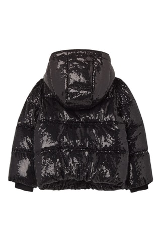 Gewatteerde jas met capuchon - Zwart